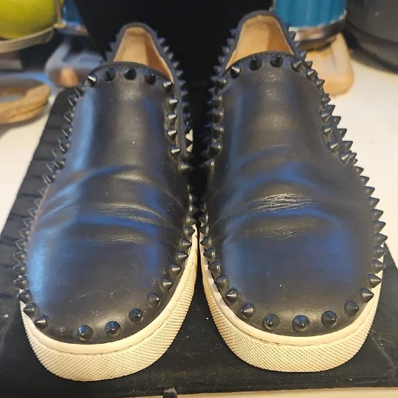 Christian La Boutin Black Studded Slip-On's - Picture 2 of 12